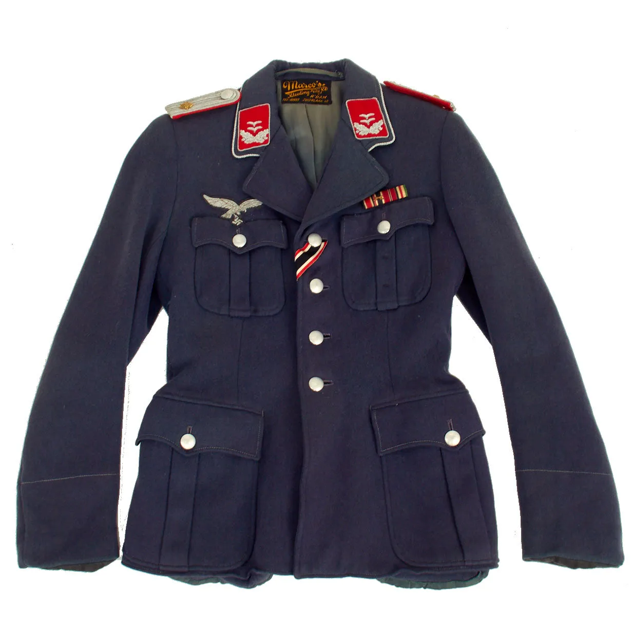 Original German WWII Luftwaffe Flak Artillery Oberleutnant Officer's Dutch Made Fliegerbluse Tunic with Medal Bar