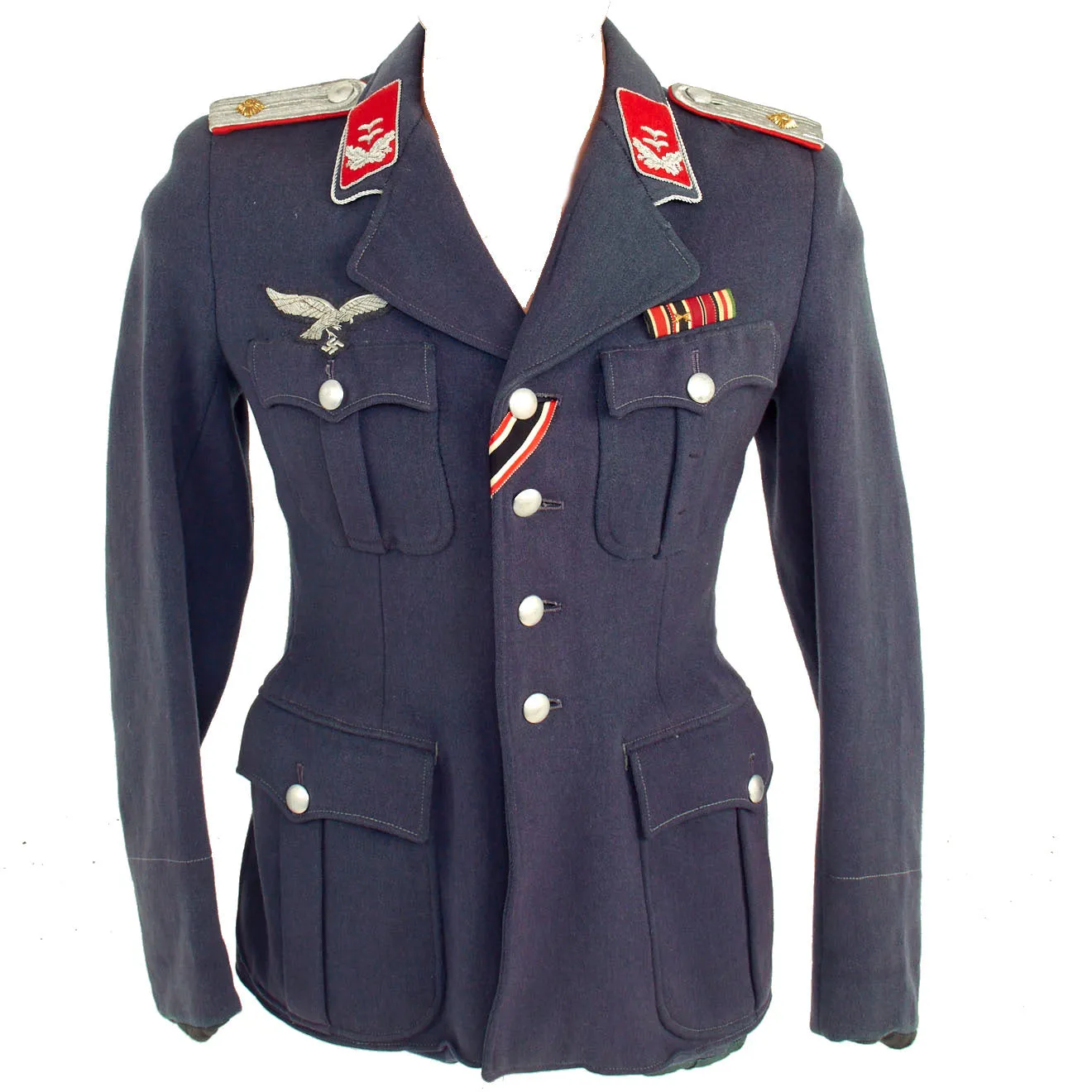 Original German WWII Luftwaffe Flak Artillery Oberleutnant Officer's Dutch Made Fliegerbluse Tunic with Medal Bar