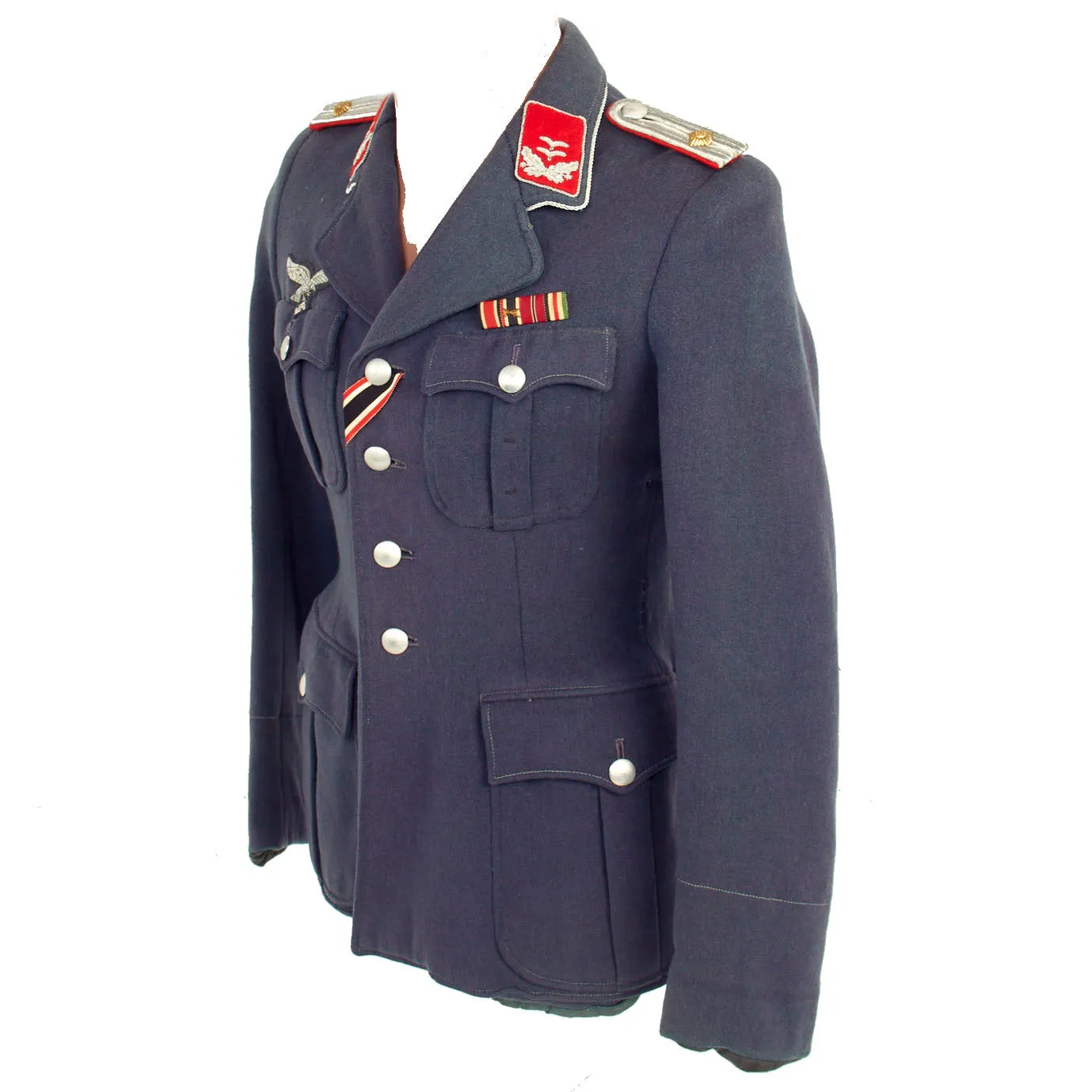 Original German WWII Luftwaffe Flak Artillery Oberleutnant Officer's Dutch Made Fliegerbluse Tunic with Medal Bar