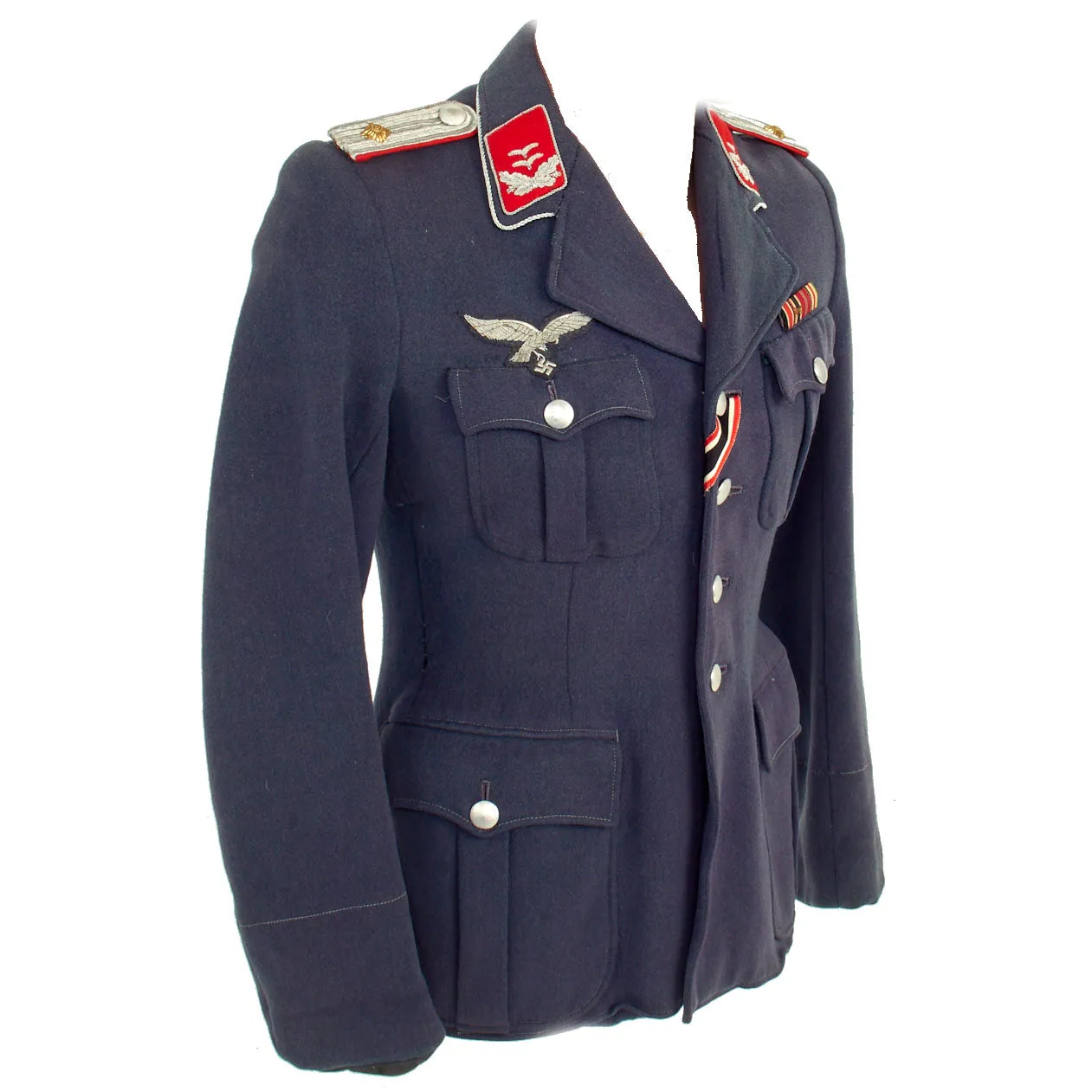 Original German WWII Luftwaffe Flak Artillery Oberleutnant Officer's Dutch Made Fliegerbluse Tunic with Medal Bar