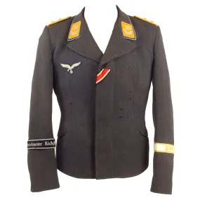 Original German WWII Luftwaffe Flight Branch Hauptmann's Fliegerbluse Tunic with Jagdgeschwader Richthofen & KRETA Cuff Titles