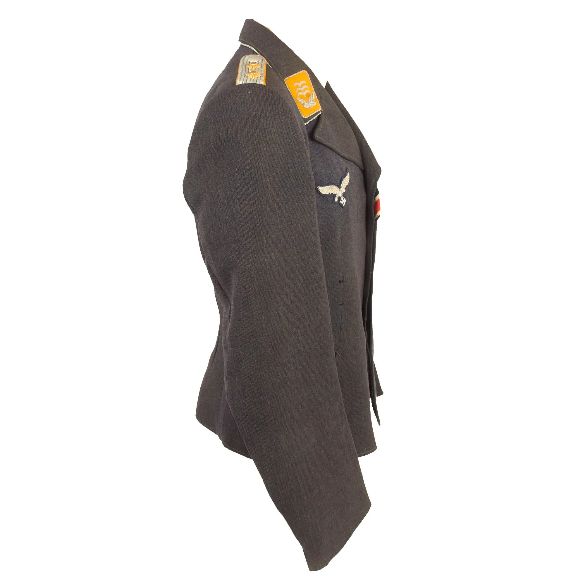 Original German WWII Luftwaffe Flight Branch Hauptmann's Fliegerbluse Tunic with Jagdgeschwader Richthofen & KRETA Cuff Titles