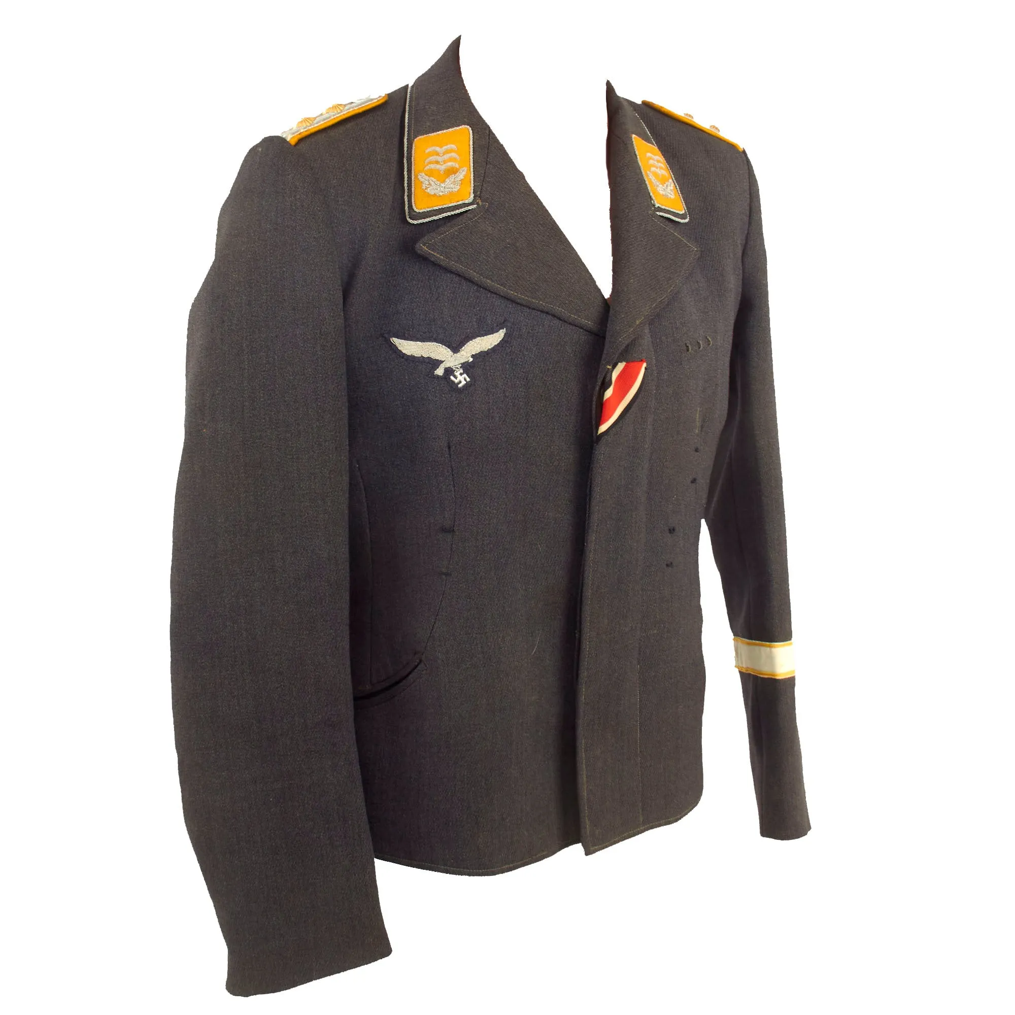 Original German WWII Luftwaffe Flight Branch Hauptmann's Fliegerbluse Tunic with Jagdgeschwader Richthofen & KRETA Cuff Titles