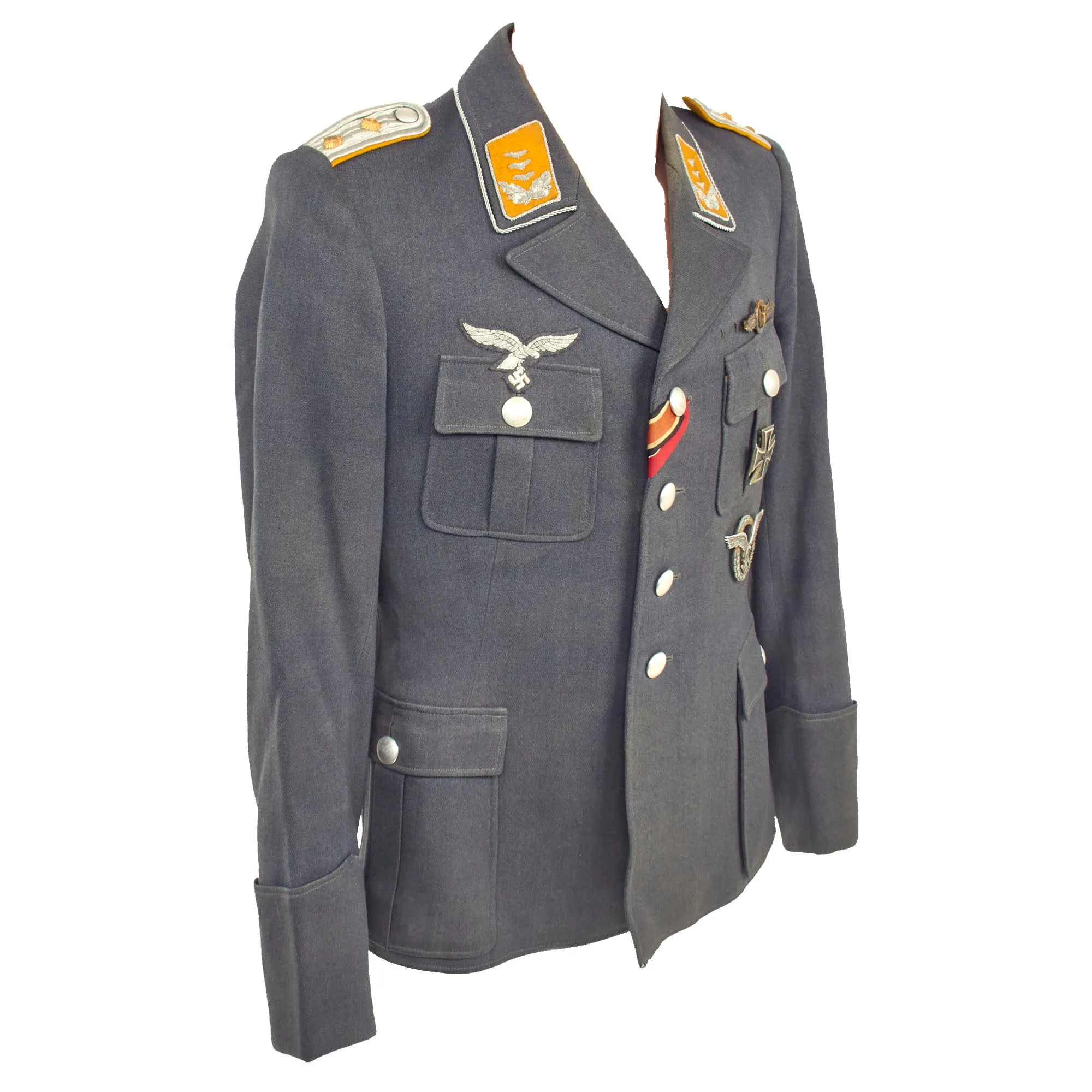 Original German WWII Luftwaffe Junkers Ju 88 Pilot Hauptmann Hans Wachholz Named Uniform Tunic, Award & Document Grouping