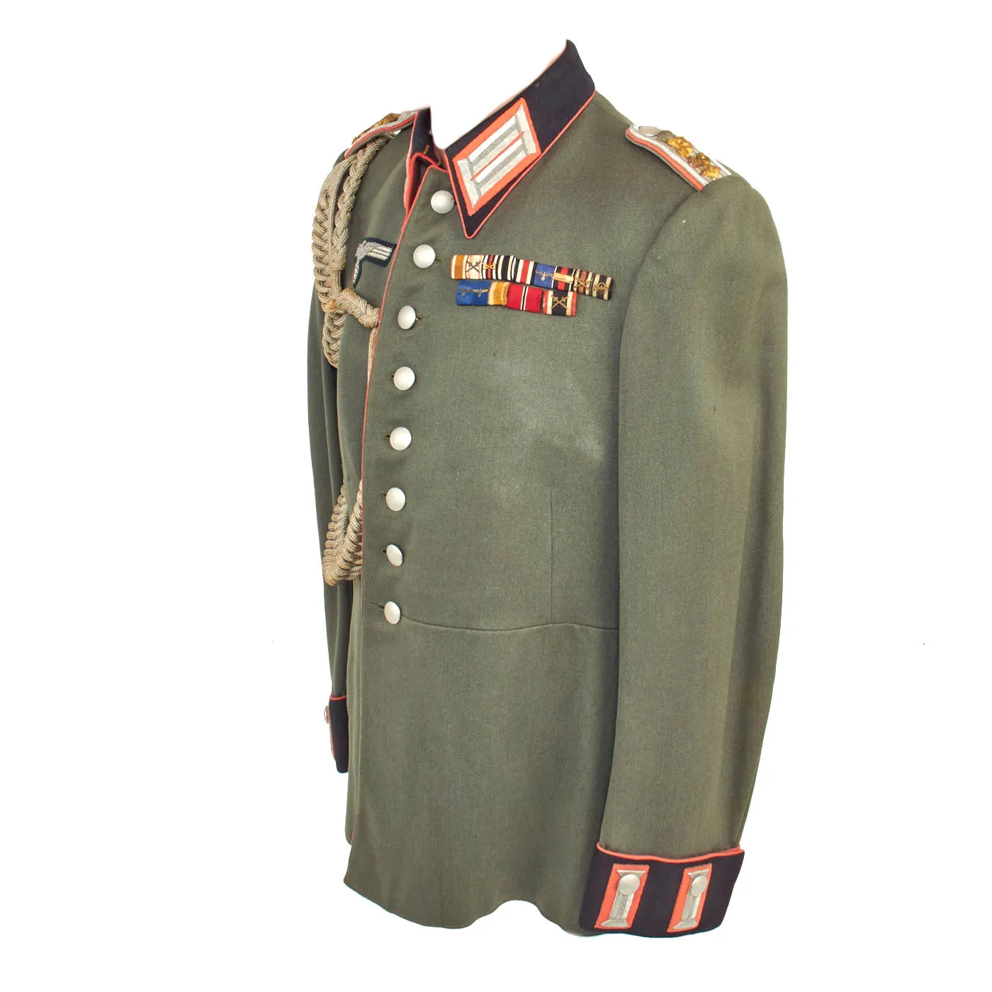 Original German WWII Named 16th Panzerjäger Hauptmann's M35 Waffenrock Dress Tunic with Aiguillette Cords - dated 1938