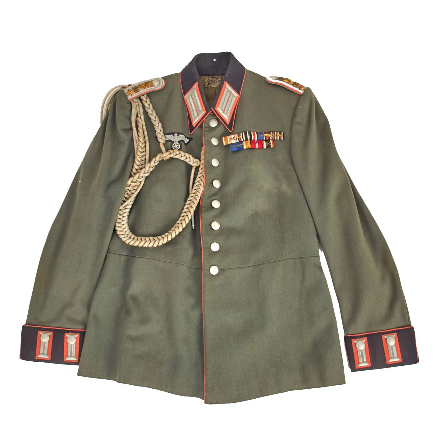 Original German WWII Named 16th Panzerjäger Hauptmann's M35 Waffenrock Dress Tunic with Aiguillette Cords - dated 1938