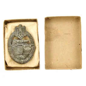 Original German WWII Panzer Assault Tank Badge Bronze Grade by Hermann Aurich in Box