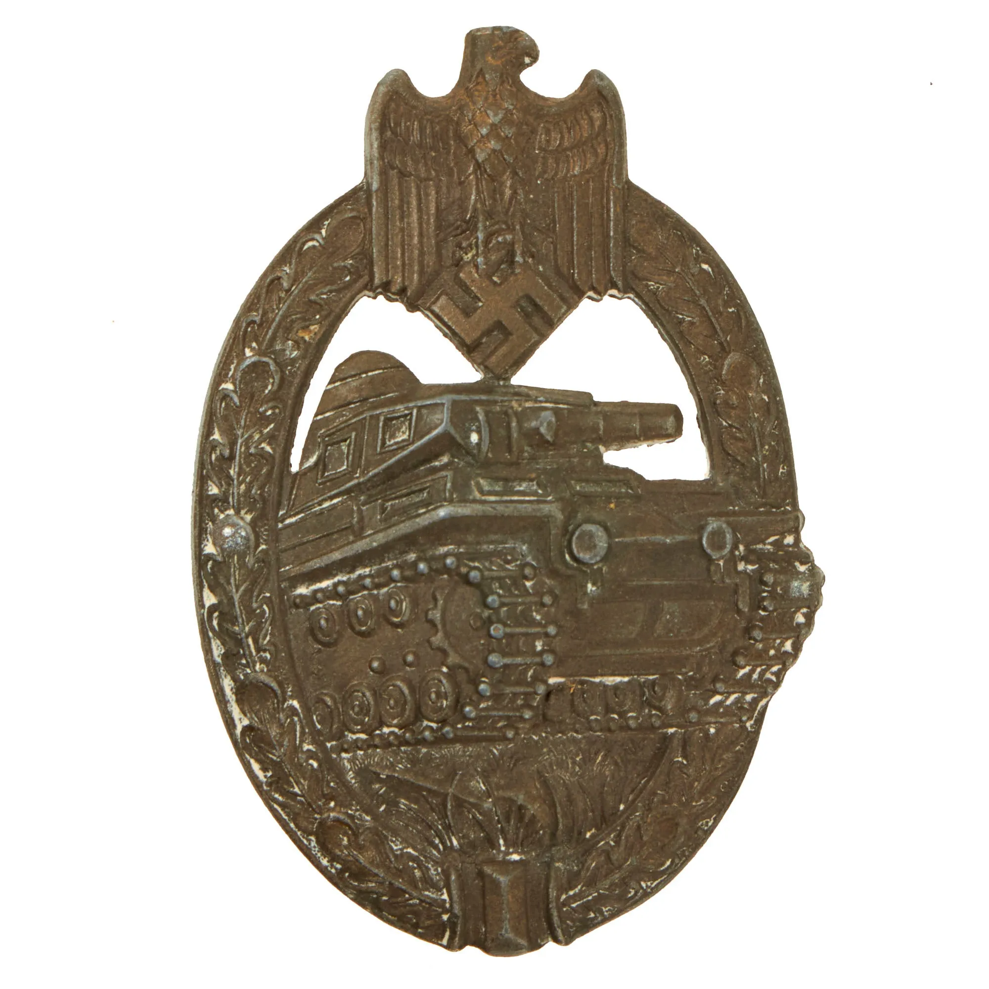 Original German WWII Panzer Assault Tank Badge by A. D. Schwerdt of Stuttgart - Bronze Grade