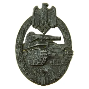 Original German WWII Panzer Assault Tank Badge by Hermann Aurich - Silver Grade