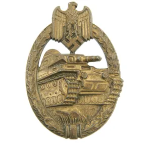 Original German WWII Panzer Assault Tank Badge in Bronze Grade - Excellent Condition