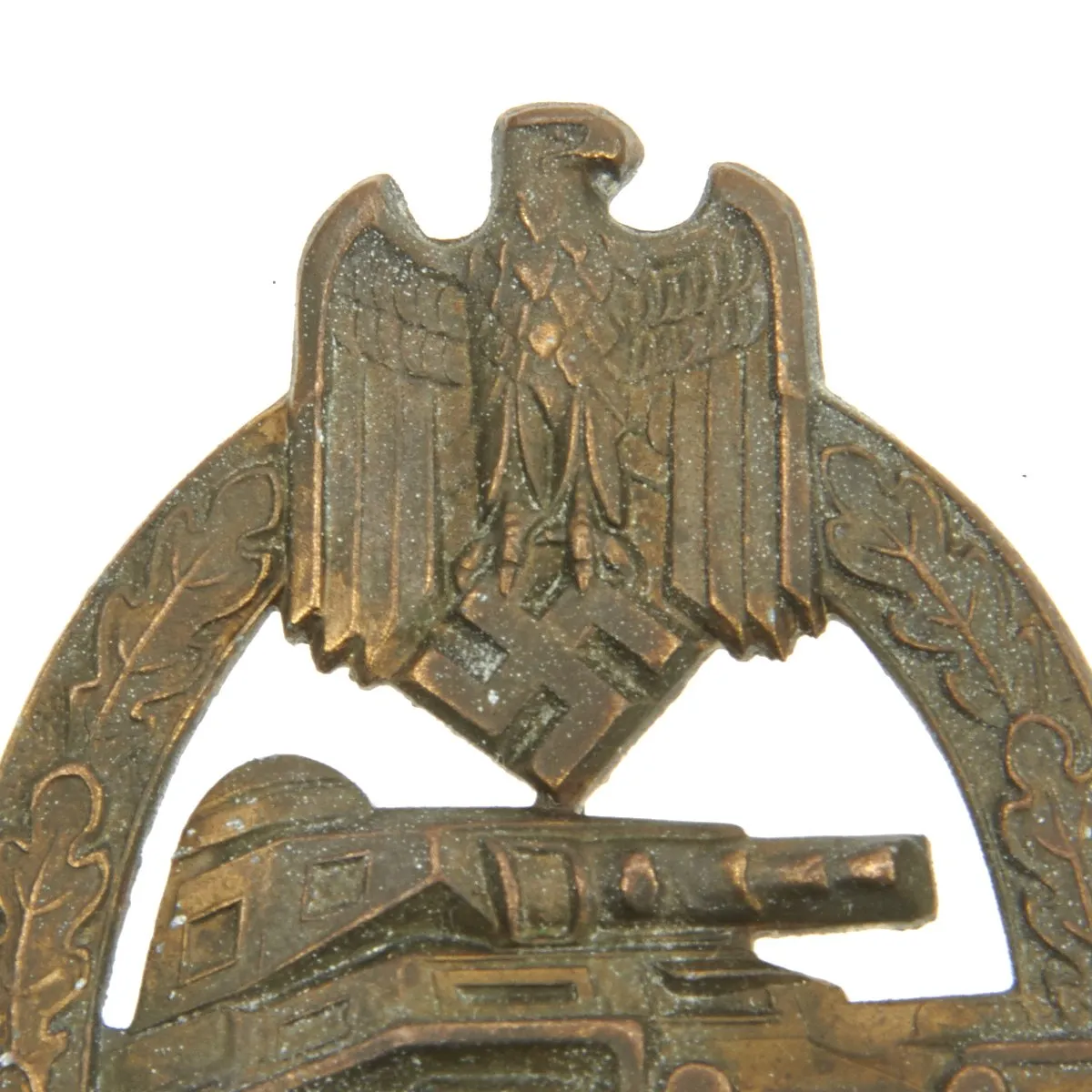 Original German WWII Panzer Assault Tank Badge Type 1 by Hermann Aurich - Bronze Grade