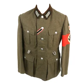 Original German WWII Reichsarbeitsdienst RAD Labor Service Vormann Enlisted Field Uniform Tunic with Armband - dated 1939