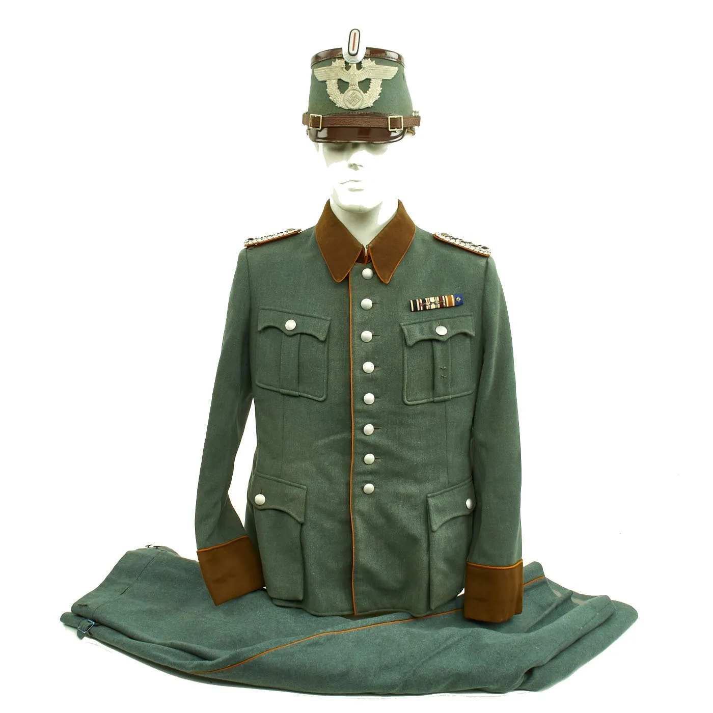 Original German WWII Rural Police Gendarmerie Meister Uniform with Shako