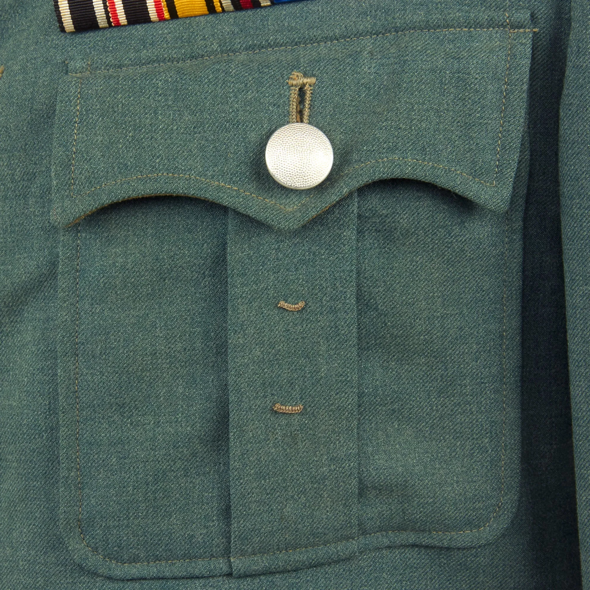 Original German WWII Schutzpolizei Meister NCO's M36 Field Tunic with WWI & WWII Era Medal Bar - Schupo