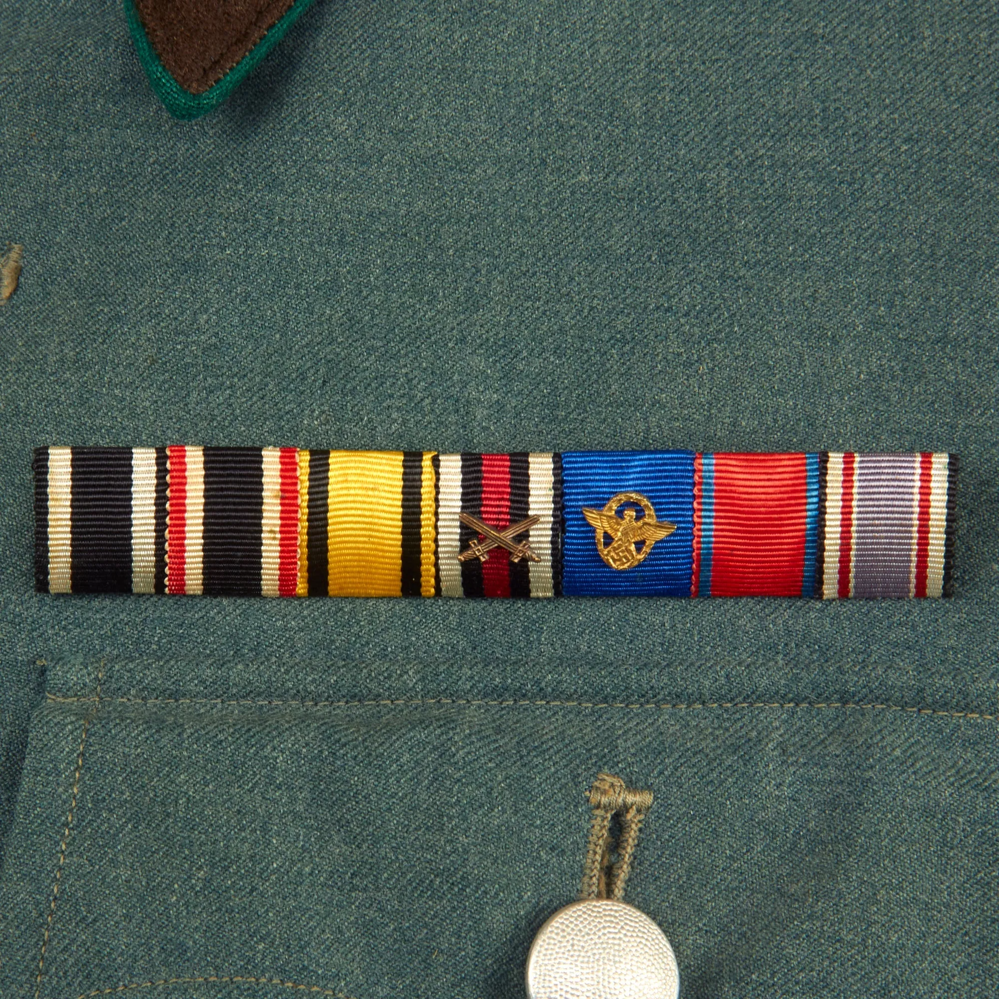 Original German WWII Schutzpolizei Meister NCO's M36 Field Tunic with WWI & WWII Era Medal Bar - Schupo