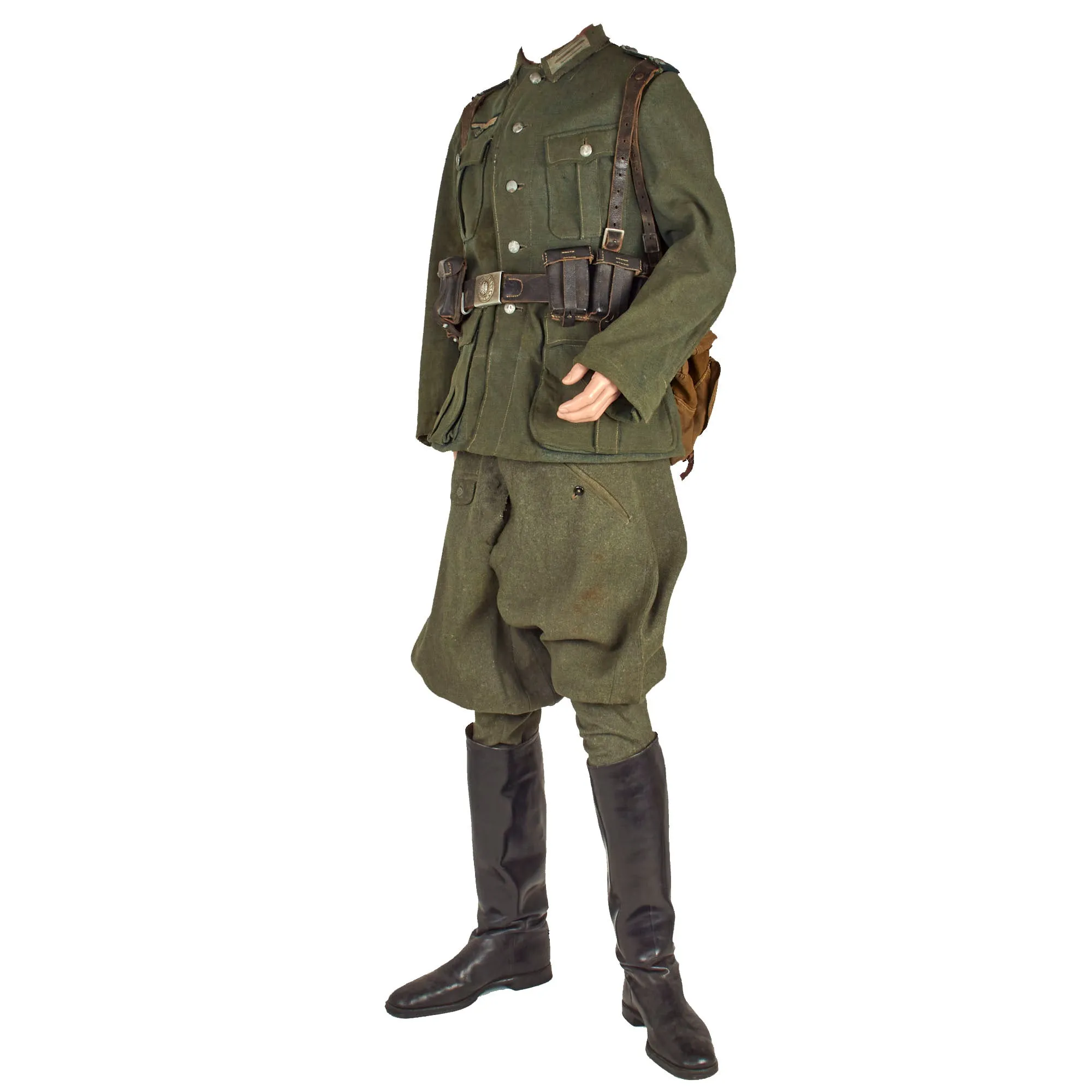 Original German WWII Service Used Heer Army NCO Field Uniform M36 Tunic & Breeches with Field Gear Rig & Jackboots