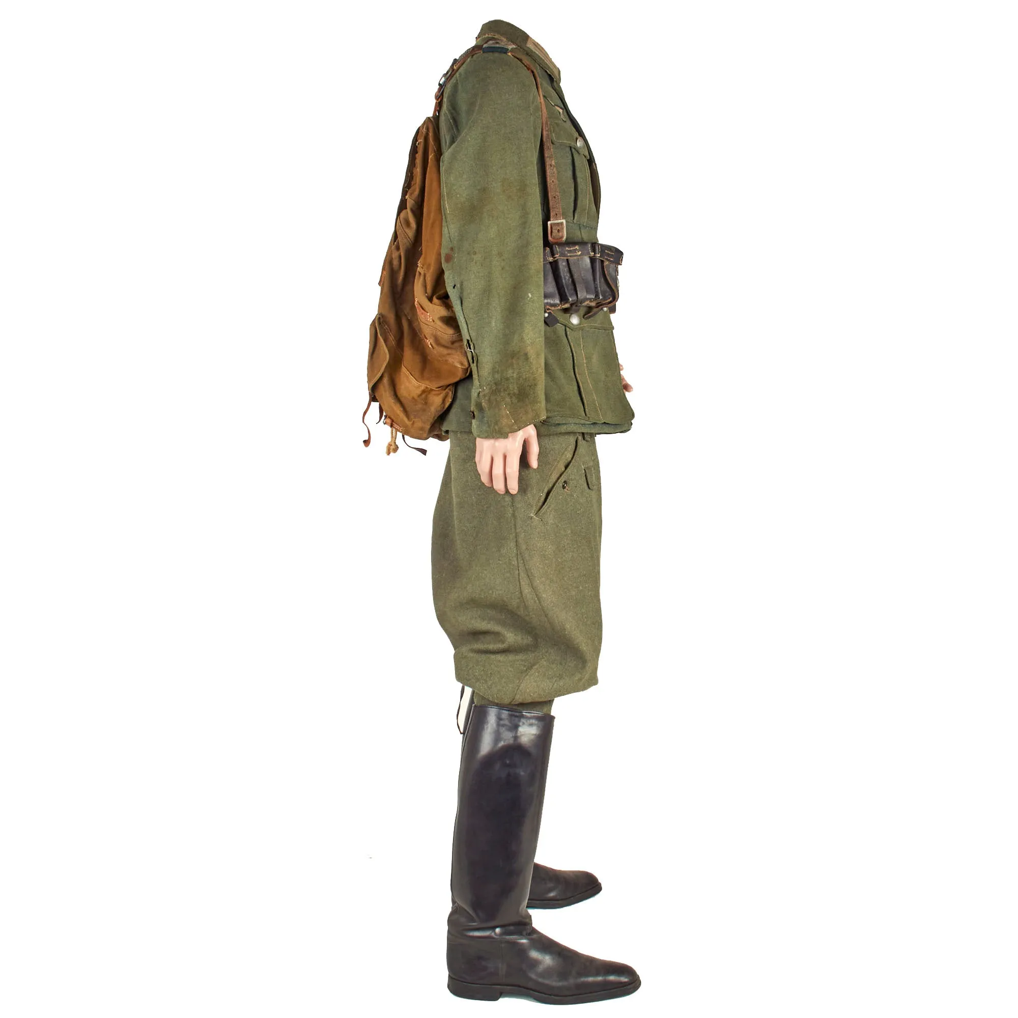 Original German WWII Service Used Heer Army NCO Field Uniform M36 Tunic & Breeches with Field Gear Rig & Jackboots