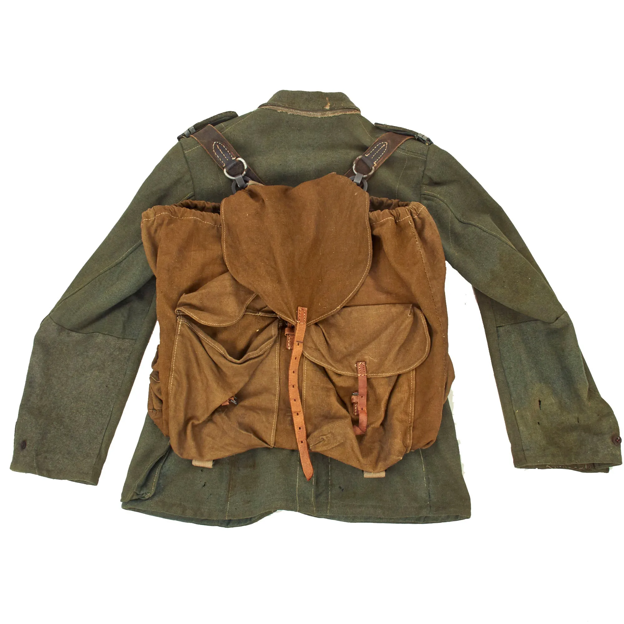 Original German WWII Service Used Heer Army NCO Field Uniform M36 Tunic & Breeches with Field Gear Rig & Jackboots