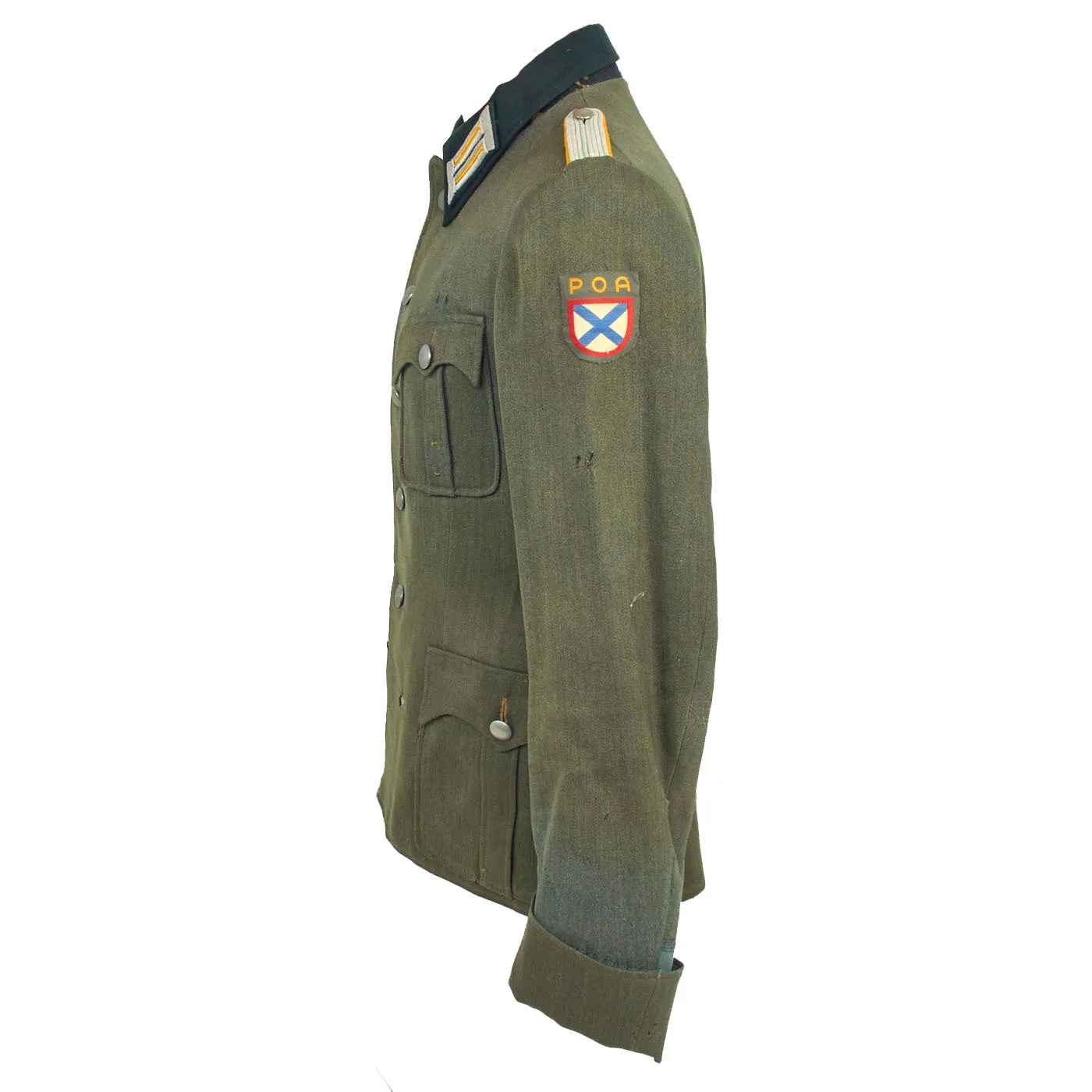 Original German WWII Service Worn Heer Cavalry Officer M36 Tunic with ROA Vlasov Army Patch - dated 1940