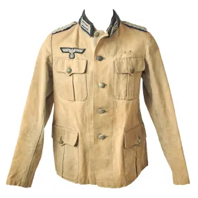 Original German WWII Service Worn Heer Medical Oberstabsarzt Officer Summer Canvas Uniform Tunic