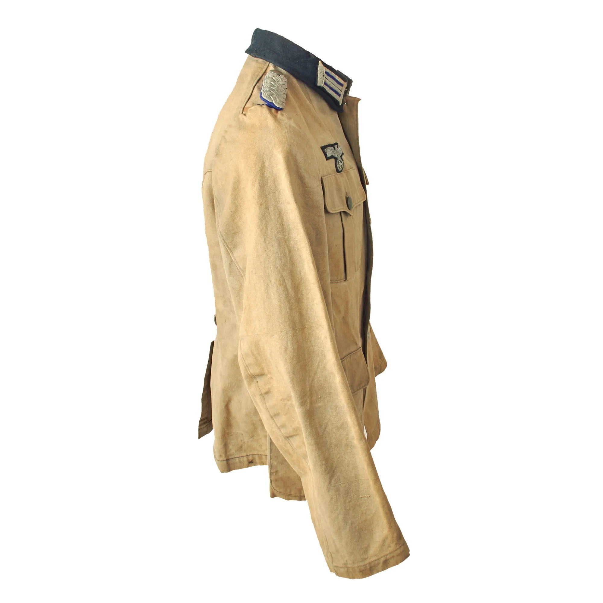 Original German WWII Service Worn Heer Medical Oberstabsarzt Officer Summer Canvas Uniform Tunic