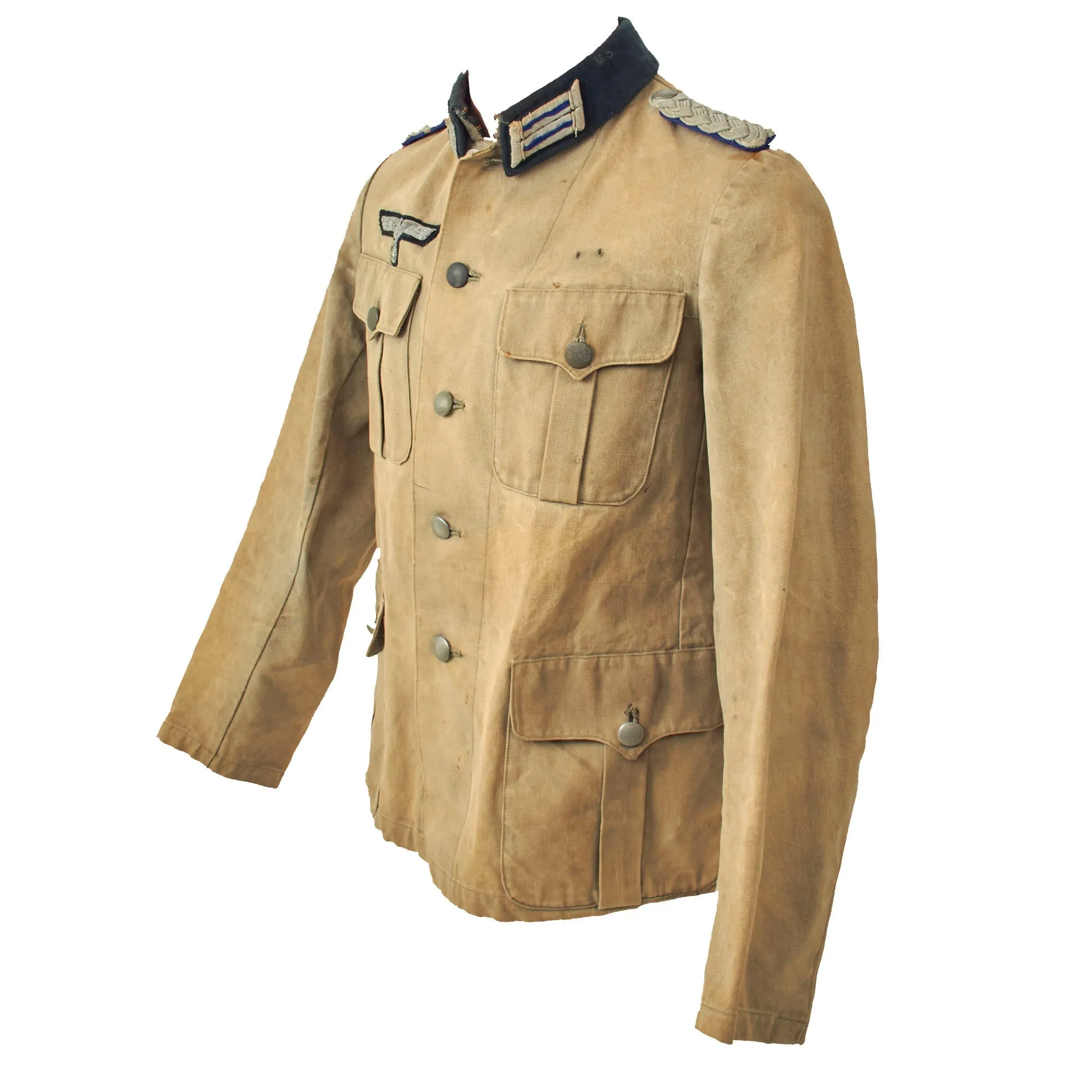 Original German WWII Service Worn Heer Medical Oberstabsarzt Officer Summer Canvas Uniform Tunic