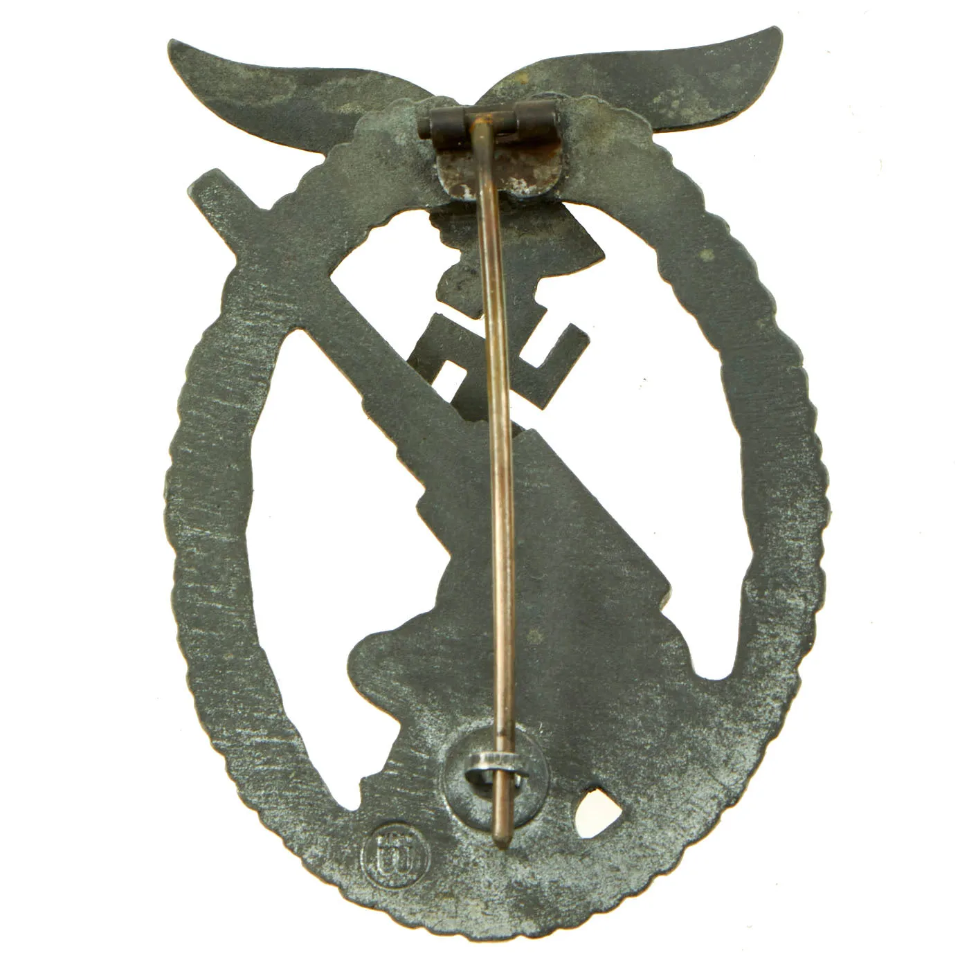 Original German WWII Silver Grade Luftwaffe Anti-Aircraft Flak Badge by E. Ferdinand Wiedmann of Frankfurt