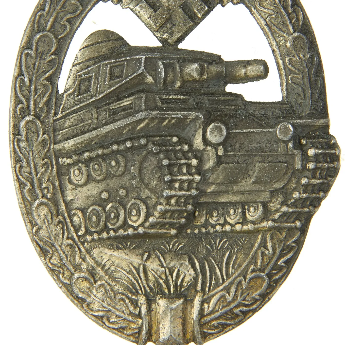 Original German WWII Silver Grade Panzer Assault Tank Badge by A. D. Schwerdt of Stuttgart