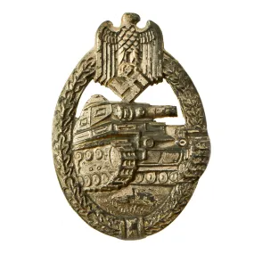 Original German WWII Silver Grade Panzer Assault Tank Badge by EWE - Scoop Back Version