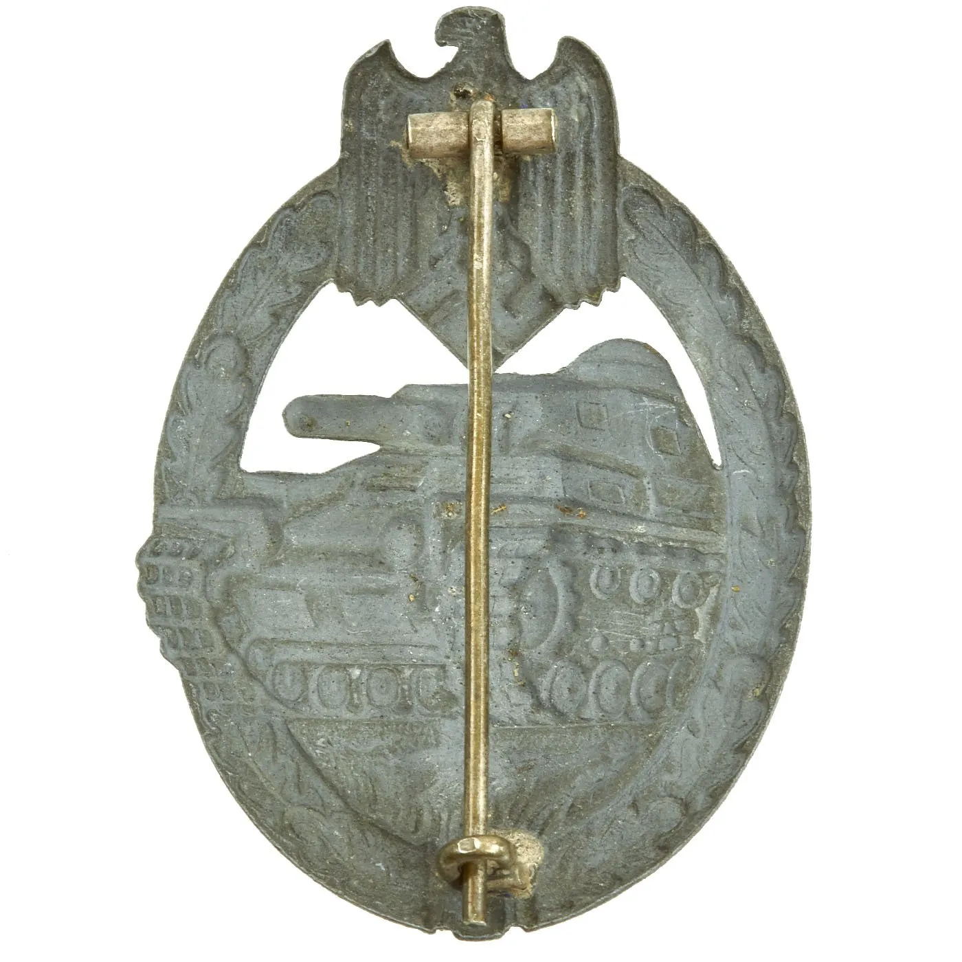 Original German WWII Silver Grade Panzer Assault Tank Badge by F. W. Assmann & Söhne - Hollow Back