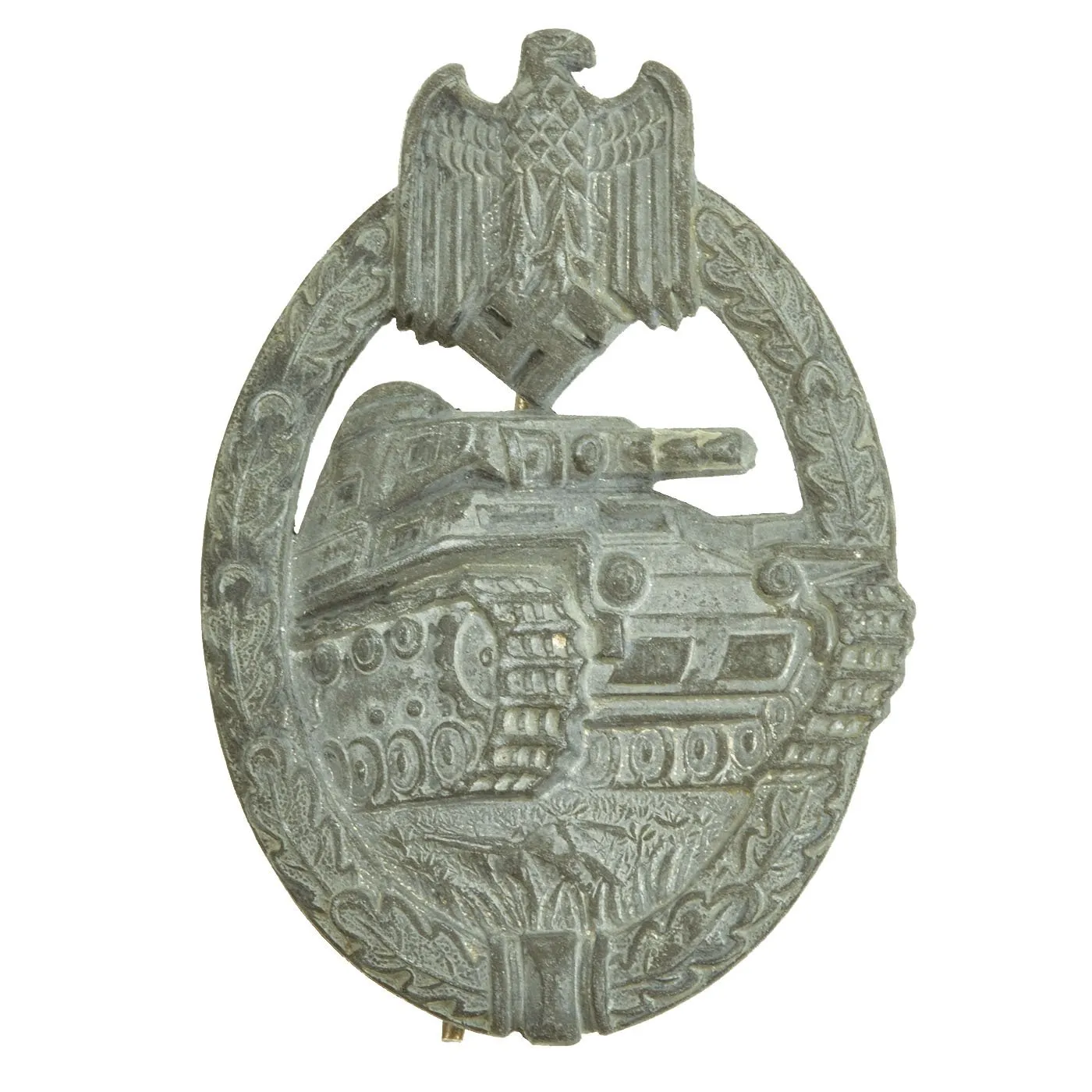 Original German WWII Silver Grade Panzer Assault Tank Badge by F. W. Assmann & Söhne - Hollow Back