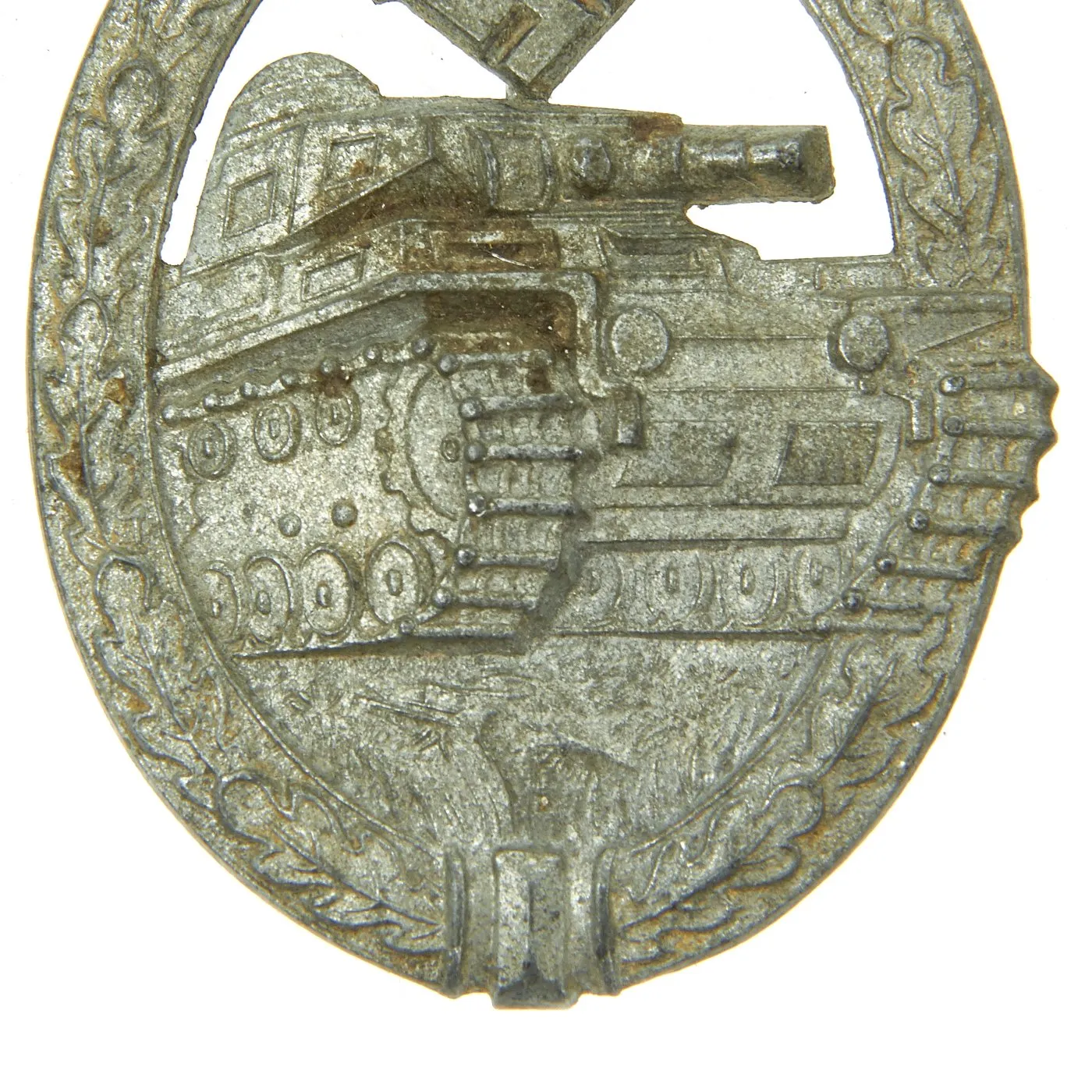 Original German WWII Silver Grade Panzer Assault Tank Badge by Hermann Aurich - Solid Version