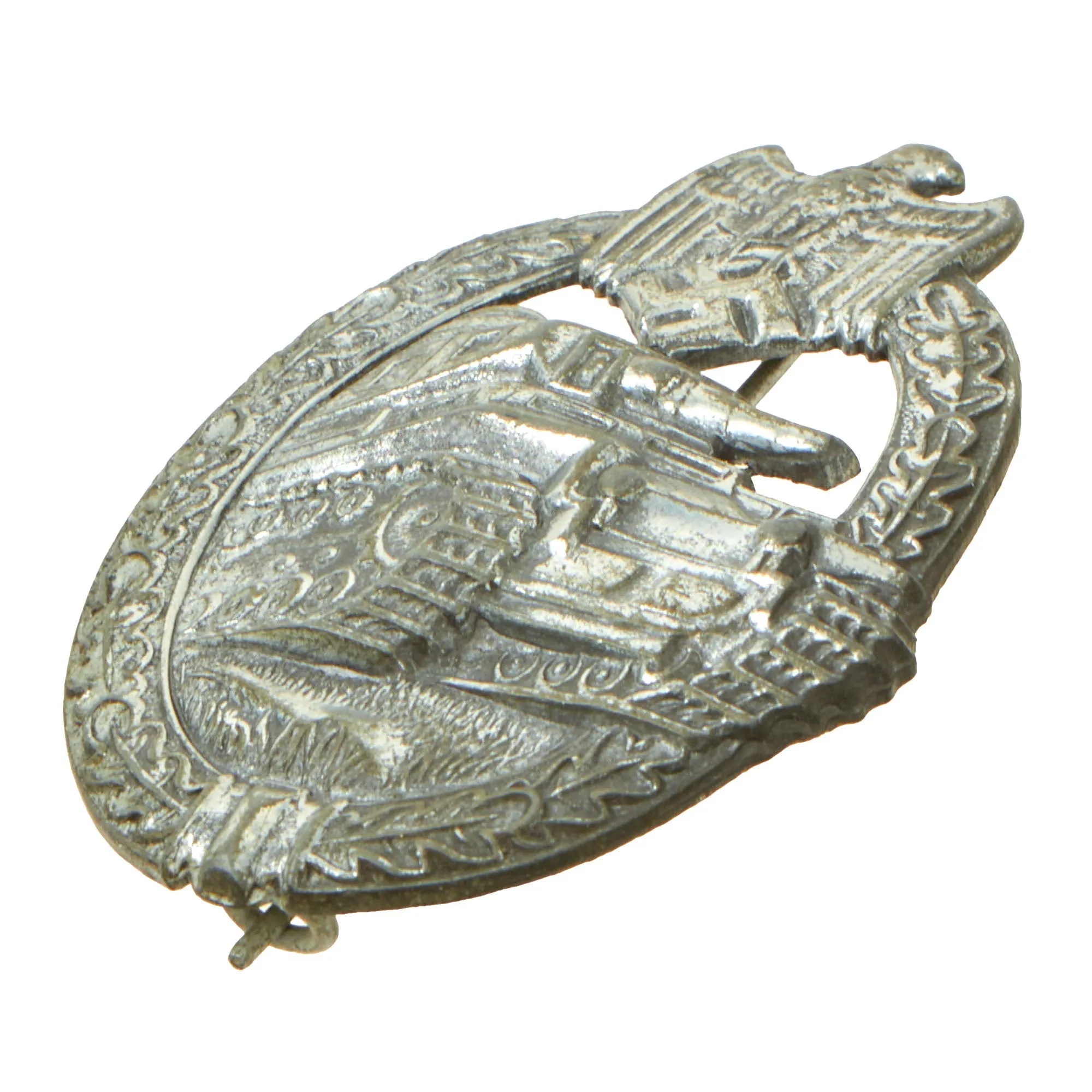 Original German WWII Silver Grade Panzer Assault Tank Badge by Rudolf Karneth of Gablonz