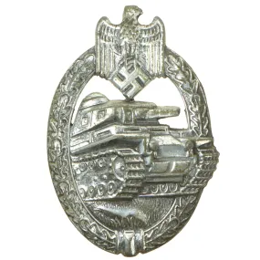 Original German WWII Silver Grade Panzer Assault Tank Badge by Rudolf Karneth of Gablonz