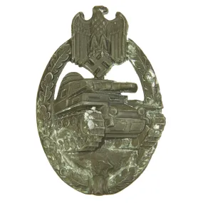 Original German WWII Silver Grade Panzer Assault Tank Badge - Hollow Back Style