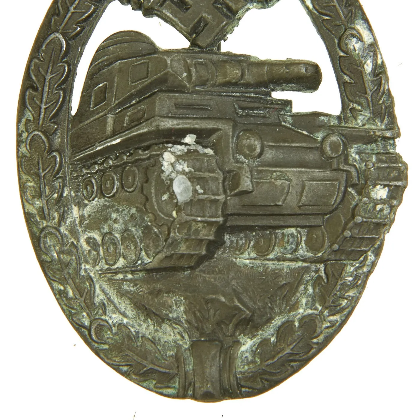 Original German WWII Silver Grade Panzer Assault Tank Badge - Hollow Back Style