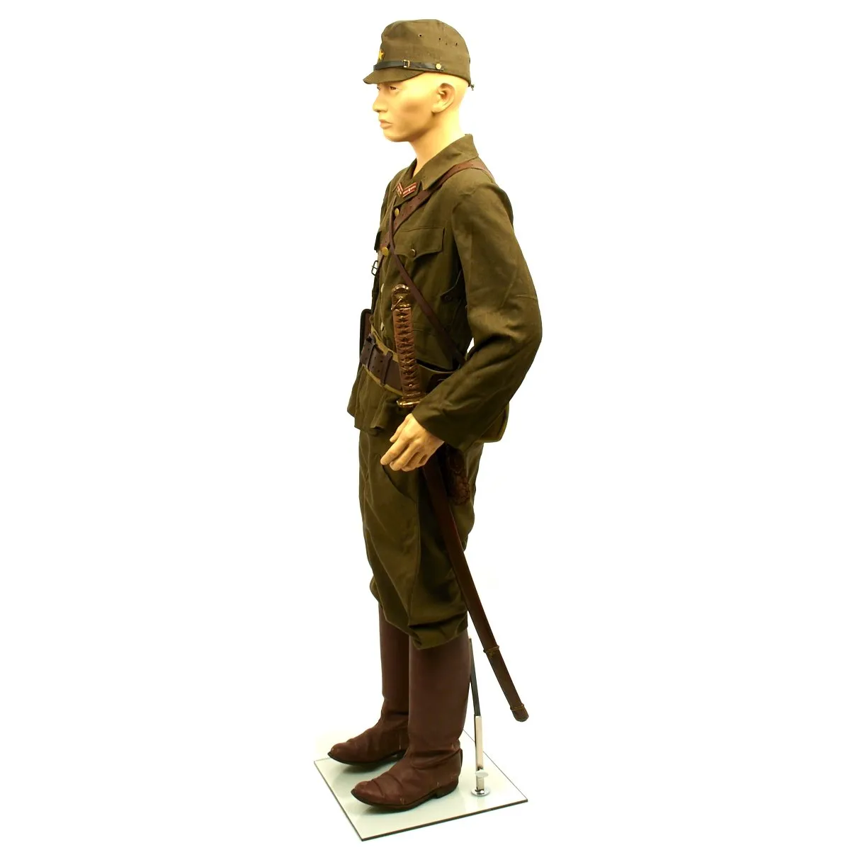 Original Japanese WWII Officer Tropical Uniform Group with Katana and Full Size Mannequin