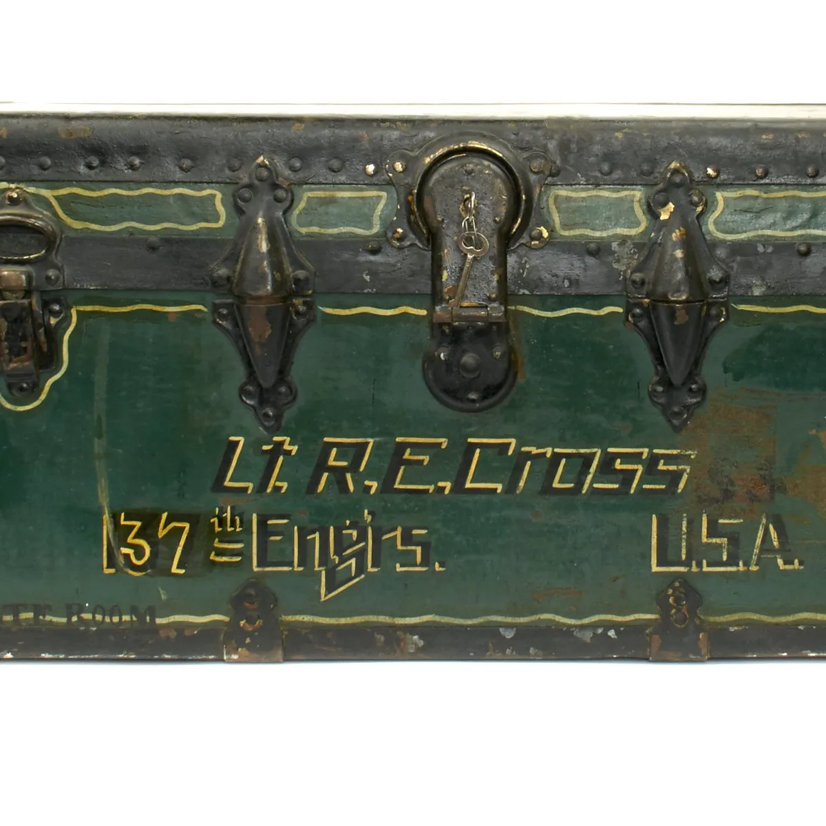 Original U.S. WWI Army Officer Engineer Named Painted Trunk Grouping