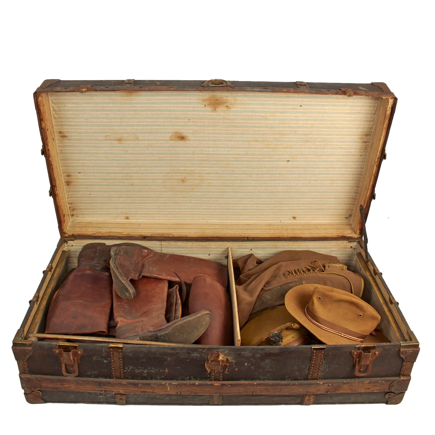 Original U.S. WWI Large 110th Infantry Regiment, 28th Infantry Division Time Capsule Trunk Grouping For Captain John D. Hitchman, Regiment Adjutant - Features Painted Helmet, Uniform, M1902 Sword and More