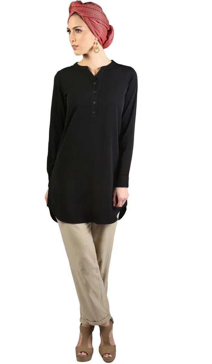 Parisa Long Modest Everyday Tunic - Black