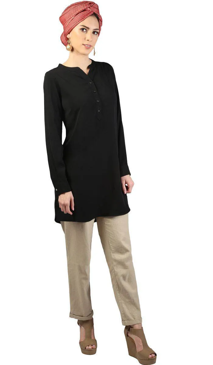 Parisa Long Modest Everyday Tunic - Black