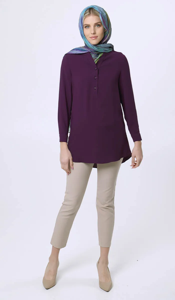 Parisa Long Modest Everyday Tunic - Purple