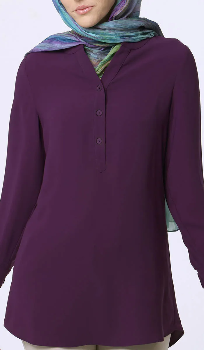 Parisa Long Modest Everyday Tunic - Purple