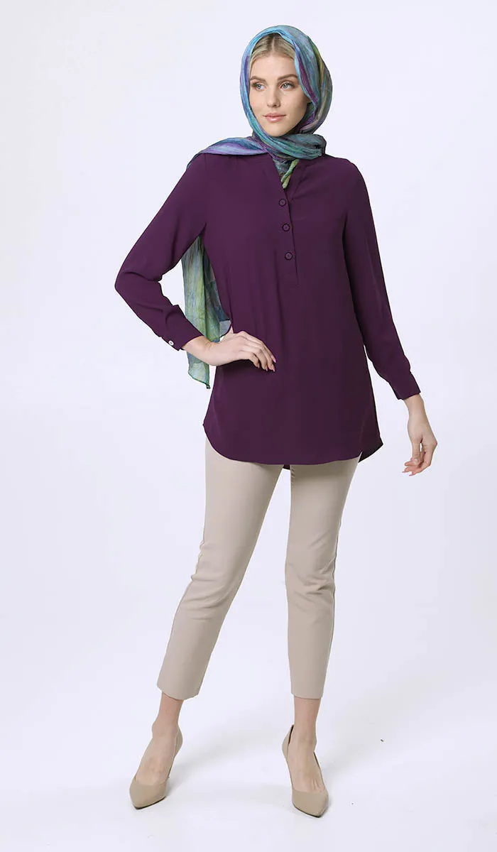 Parisa Long Modest Everyday Tunic - Purple