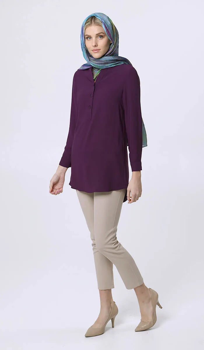 Parisa Long Modest Everyday Tunic - Purple