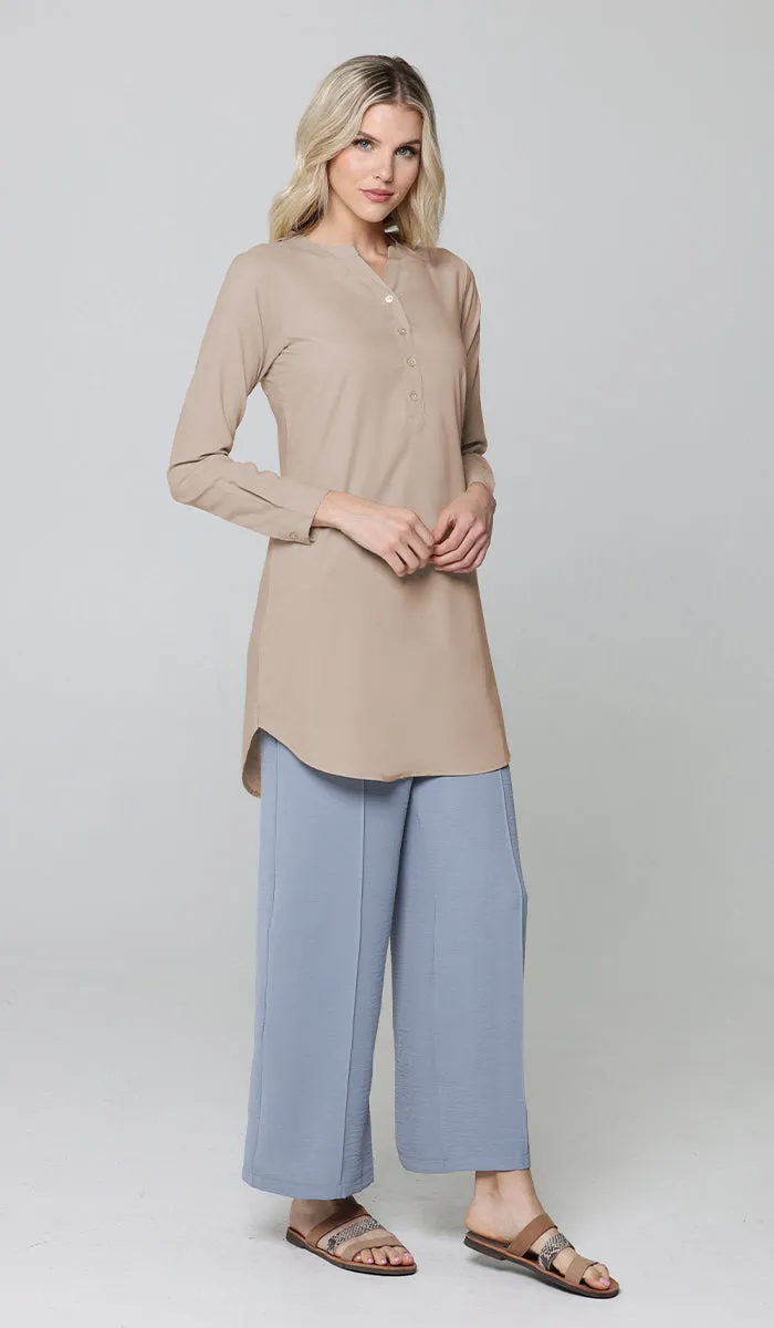 Parisa Mostly Cotton Long Modest Everyday Tunic - Mocha