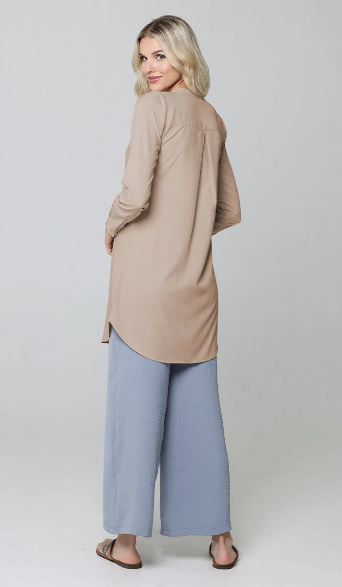 Parisa Mostly Cotton Long Modest Everyday Tunic - Mocha