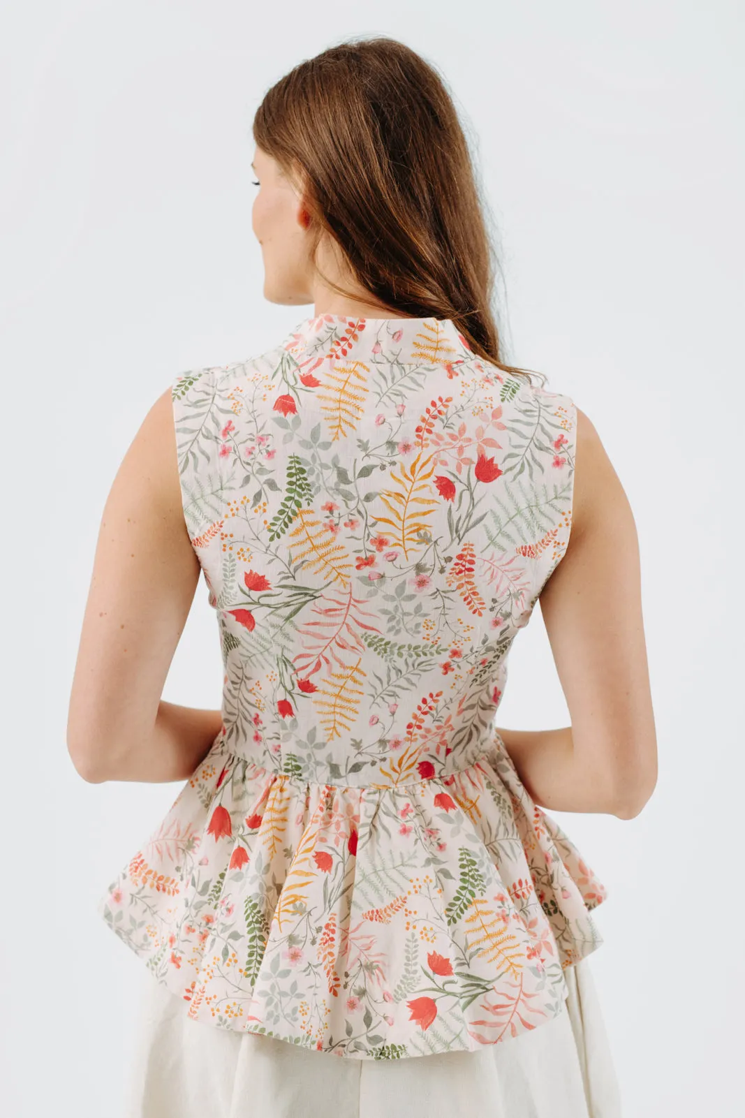 Peplum Vest, Sleeveless, Whimsical Garden