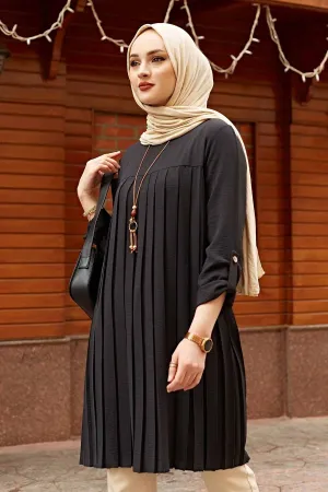 Pleated Long Sleeve Islamic Modest Tunic