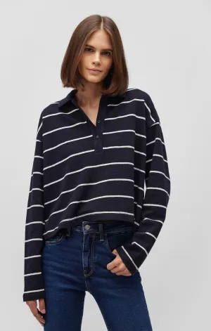 POLO SWEATER IN ANTIQUE WHITE STRIPE